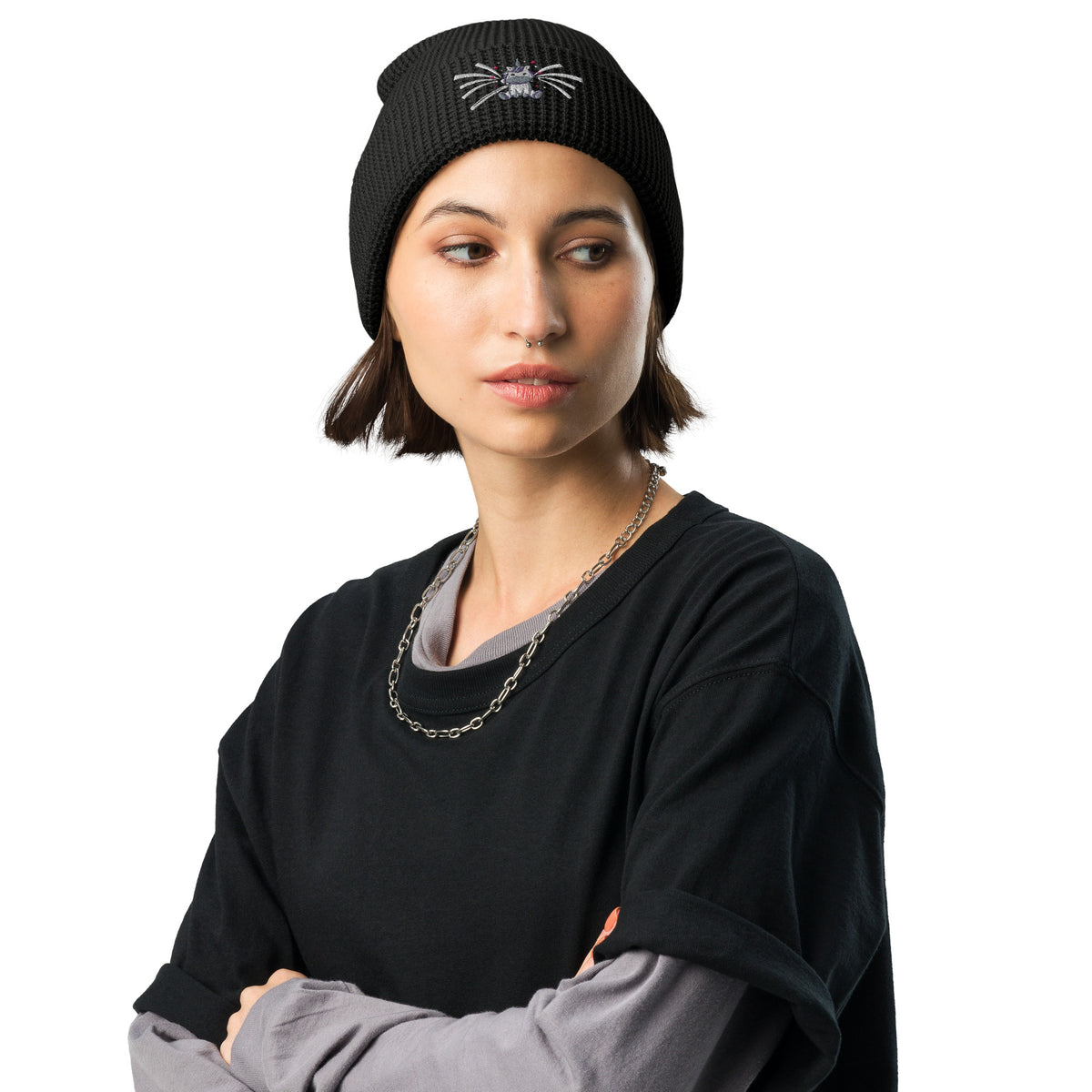 Unicorn Dreams Waffle Beanie - Cozy Memories and Magical Warmth - Black -