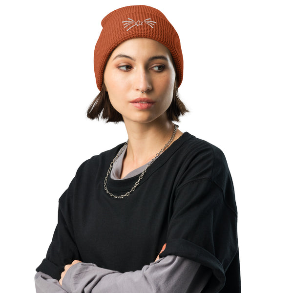 Stargazing Memories Woven - The Falling Star Waffle Beanie - Rust -