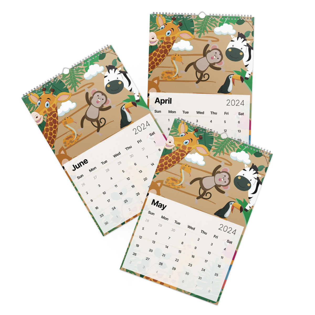 Tropical Treasures - 2024 Cartoon Animal Calendar - - Calenders