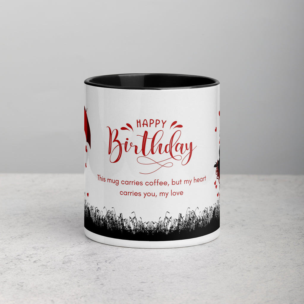 Romantic Umbrella Couple Birthday Mug – Mug with Color Inside - Default Title - Mugs