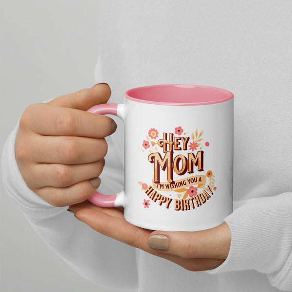 Mug with Color Inside – Bold Floral Birthday Gift for Mom - Default Title - Mugs