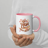 Mug with Color Inside – Bold Floral Birthday Gift for Mom - - Mugs