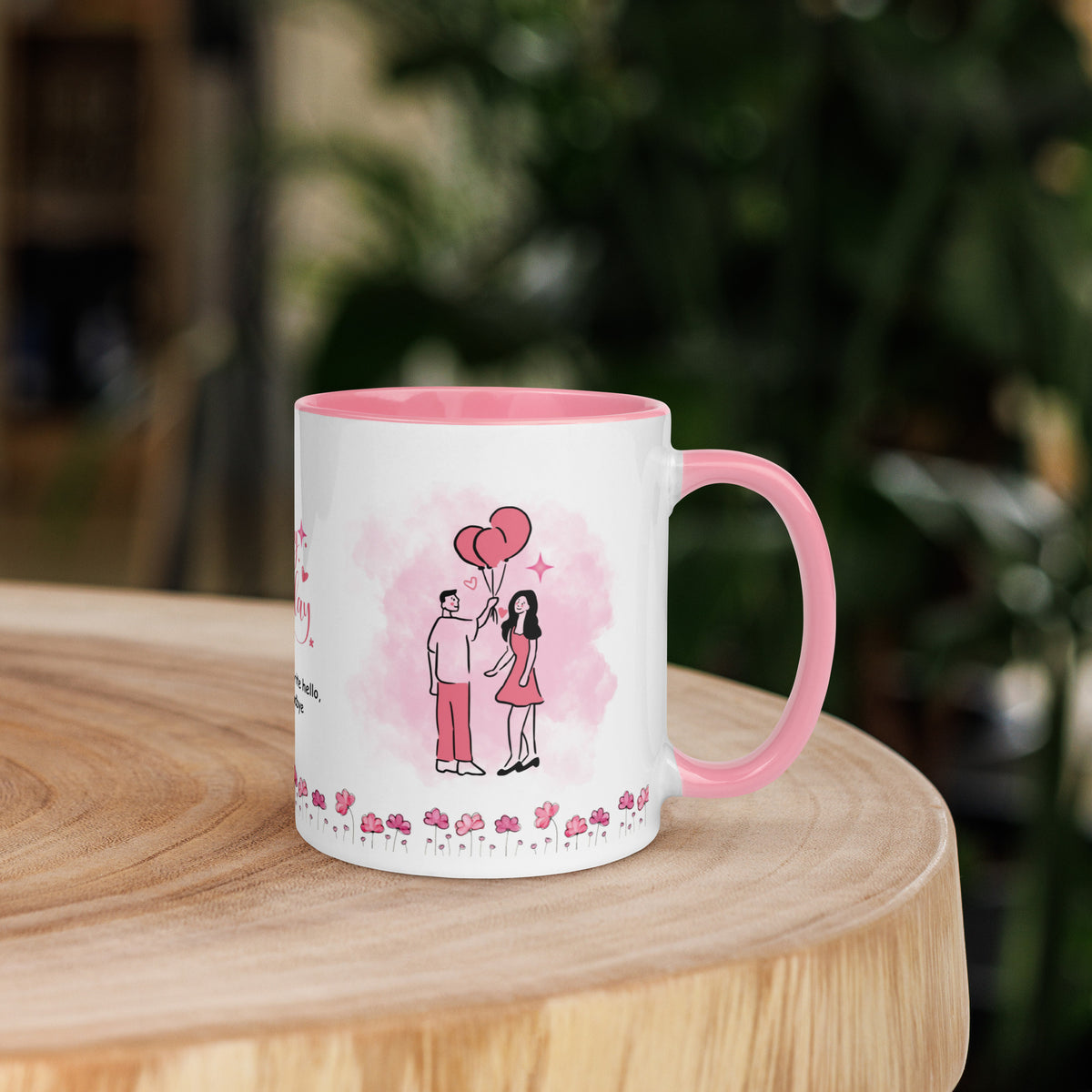 Romantic Heart Balloon Couple Mug – Wife Birthday Gift - - Mugs