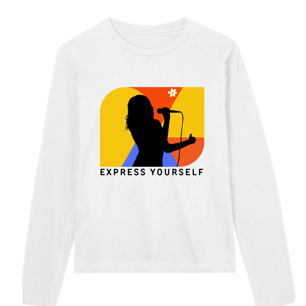 Melodic Expression - Stylish Graphic Tee - White women - Long Sleeve T-shirts