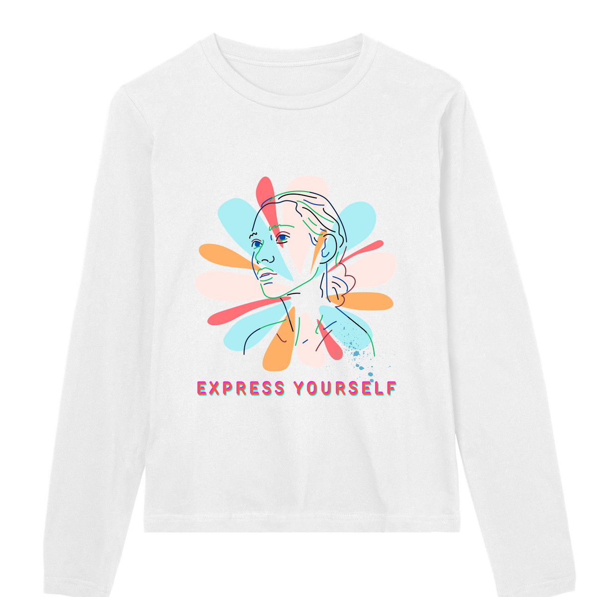 Floral Fusion - Bold Artistic Tee - White women - Long Sleeve T-shirts