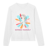 Floral Fusion - Bold Artistic Tee - White women - Long Sleeve T-shirts