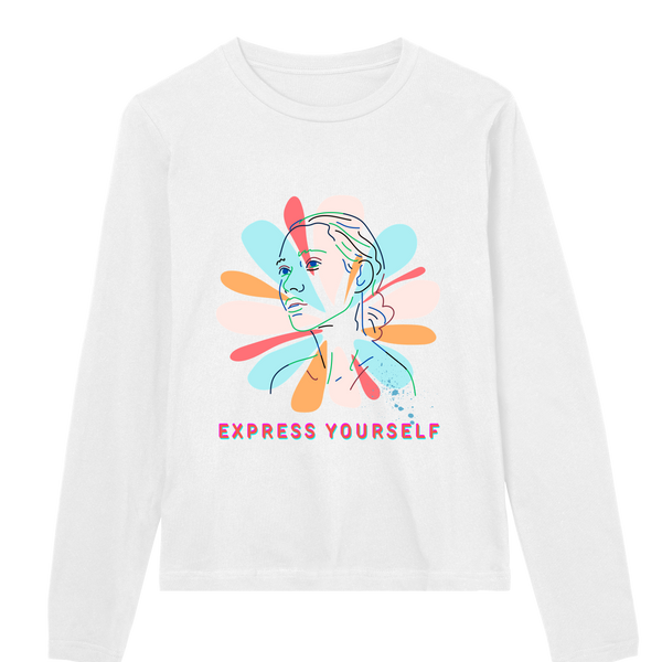 Floral Fusion - Bold Artistic Tee - White women - Long Sleeve T-shirts