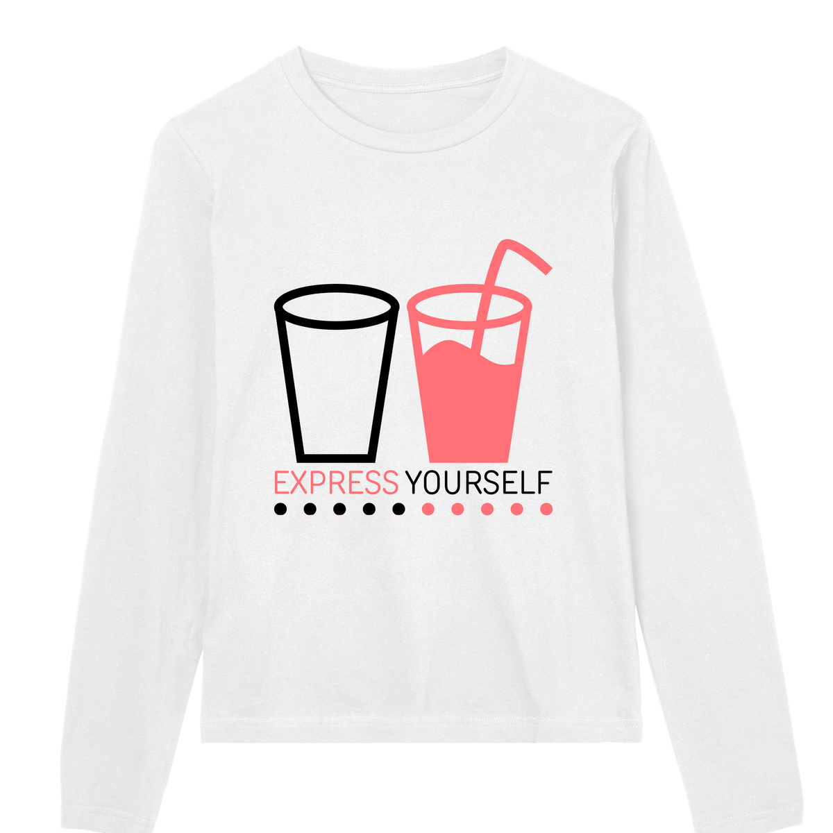 Cool & Expressive - Blue Drink Graphic Tee - White women - Long Sleeve T-shirts