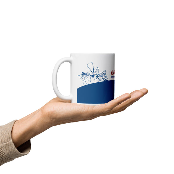 Celebrate Workers – White Glossy Mug with Labour Day Art - - Mugs