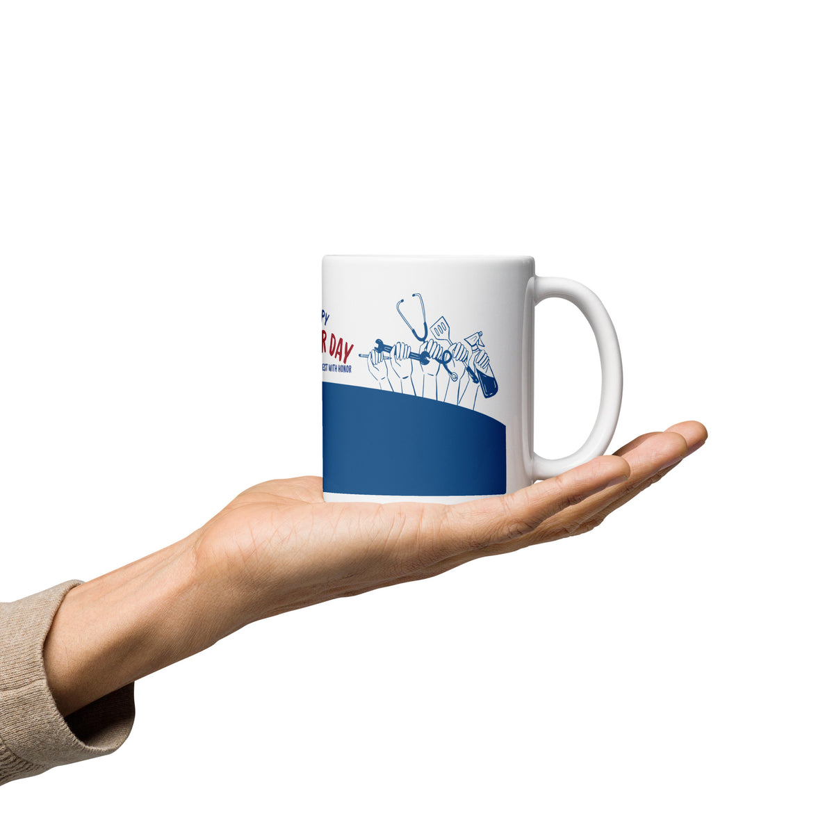 Celebrate Workers – White Glossy Mug with Labour Day Art - Default Title - Mugs