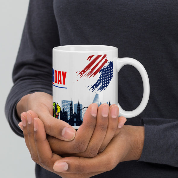 White Glossy Mug – Patriotic Labour Day Worker Tribute - Default Title - Mugs