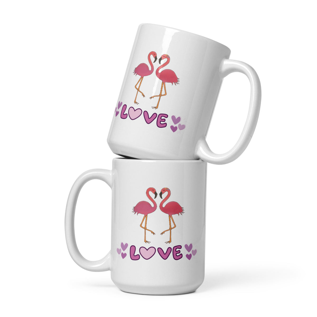 Heartfelt Flamingos Love Mug A Touch of Romance in Every Sip - 15 oz - Mugs