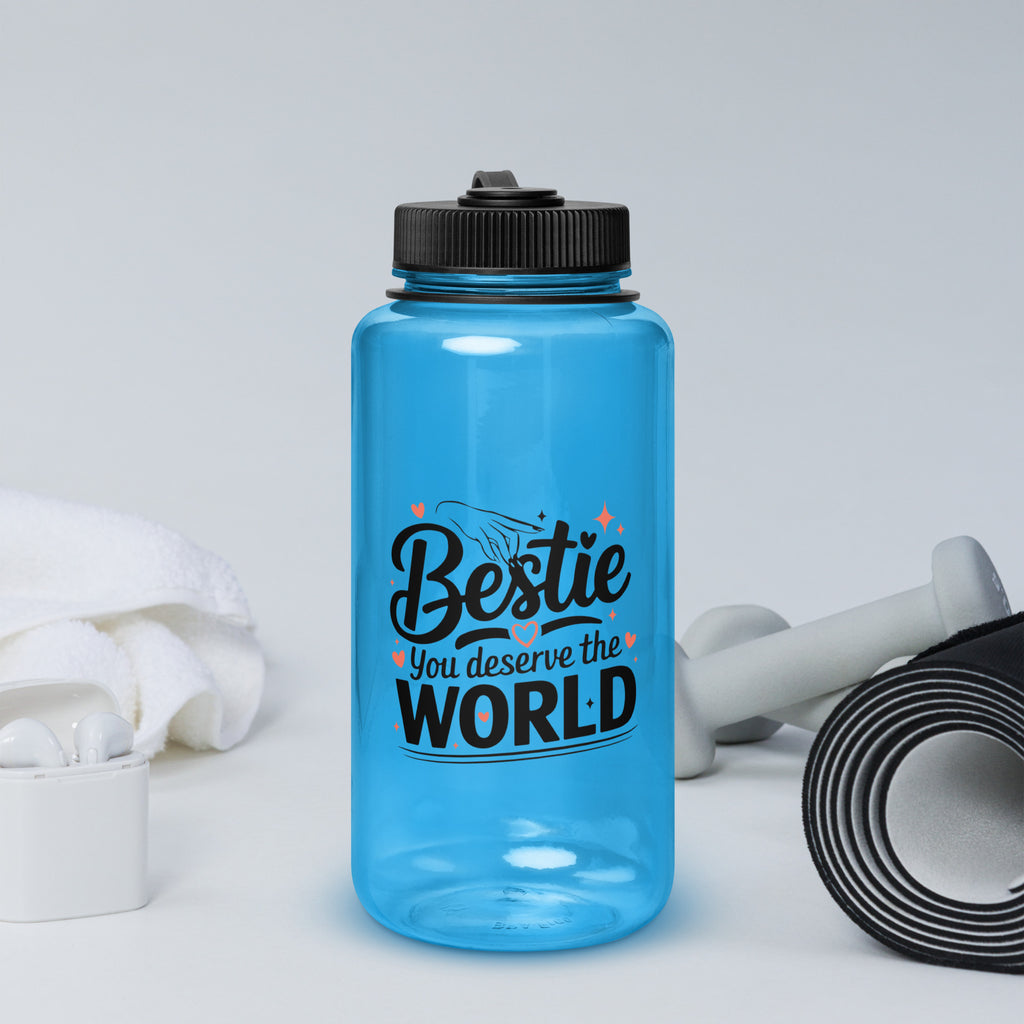 Bestie, You Deserve the World – Gift for Your Best Friend - Blue - Water Bottles