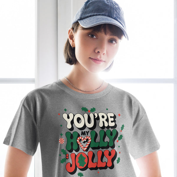 You're My Holly Jolly - A Sweet Christmas Message - Athletic Heather - Crop Tops