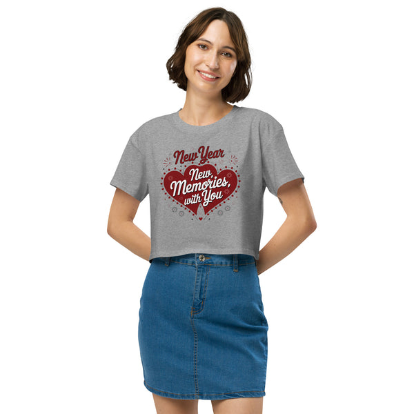 Celebrate New Beginnings - Romantic Gift Crop Top for Her - Athletic Heather - Women’s crop top