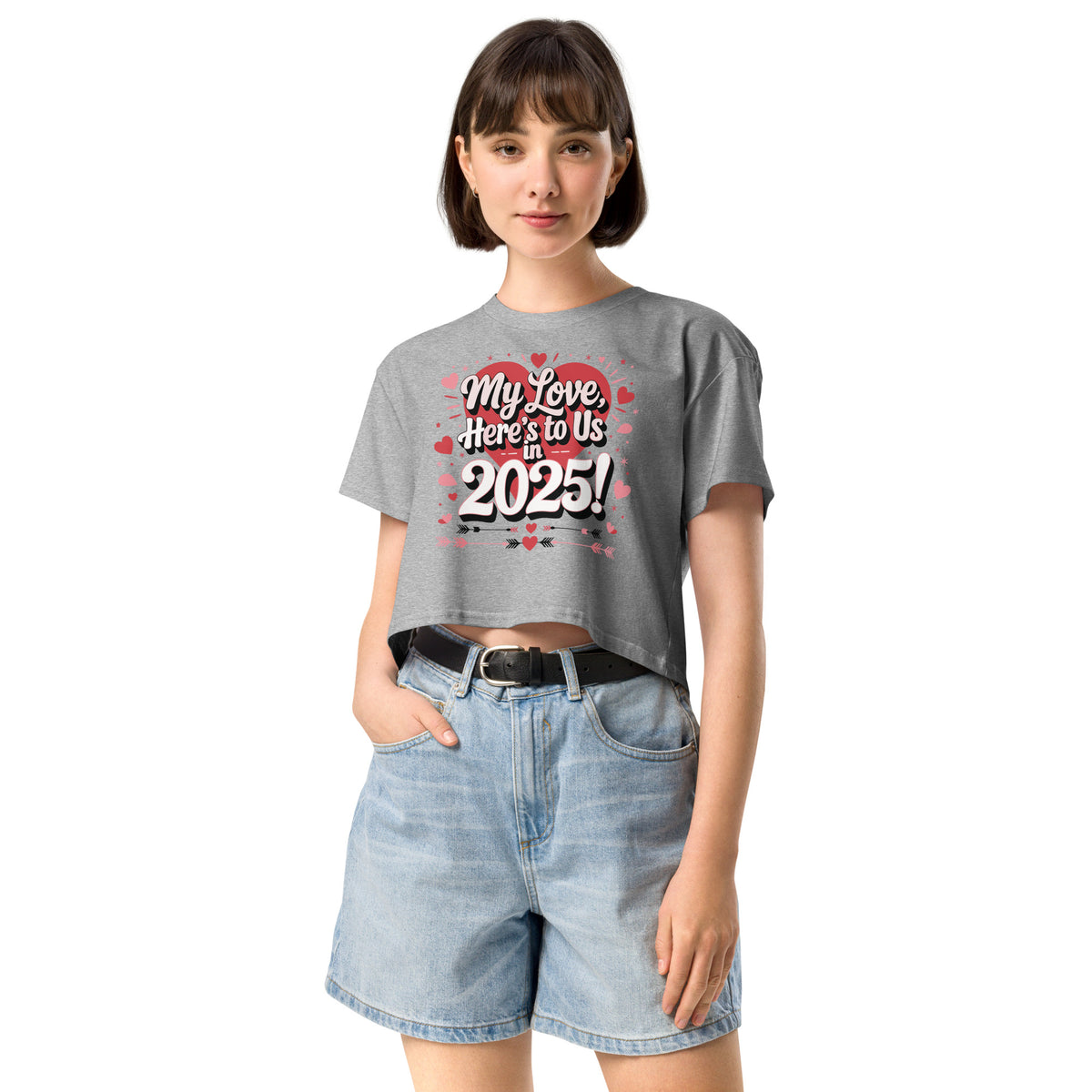 Here’s to Us - Stylish 2025 Crop Top for Her - Athletic Heather - Women’s Crop Top