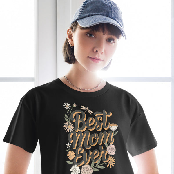 Best Mom Ever Crop Top – Perfect Gift for Mother - Black - Crop Tops