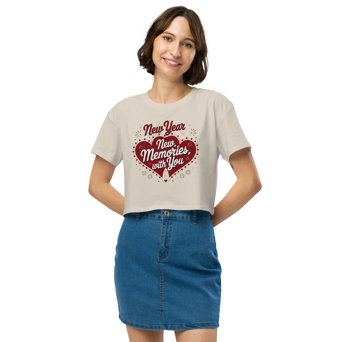 Celebrate New Beginnings - Romantic Gift Crop Top for Her - Bone - Women’s crop top