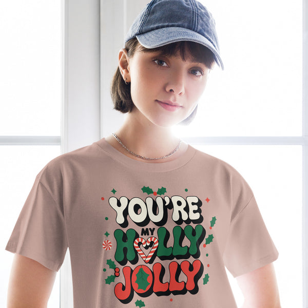 You're My Holly Jolly - A Sweet Christmas Message - Hazy Pink - Crop Tops