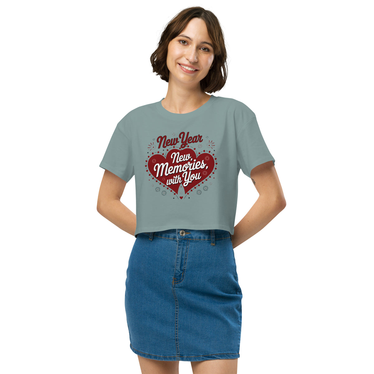 Celebrate New Beginnings - Romantic Gift Crop Top for Her - Mineral - Women’s crop top