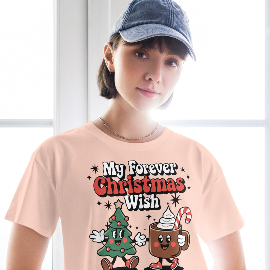 Christmas Crop Top Gift for Wife – Hot Cocoa & Cheer - Pale Pink - Crop Tops