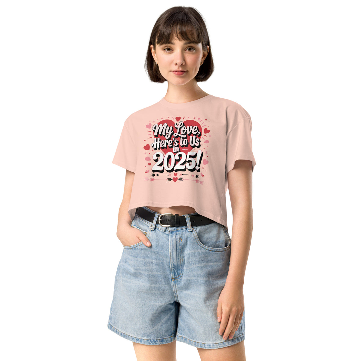 Here’s to Us - Stylish 2025 Crop Top for Her - Pale Pink - Women’s Crop Top