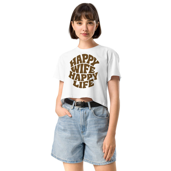 Gift for Wife – Happy Life Women’s Crop Top - - Crop Tops