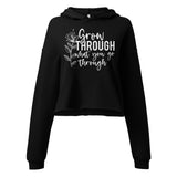 Grow Through - Floral Women's Crop Hoodie - Black -