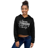 Grow Through - Floral Women's Crop Hoodie - -