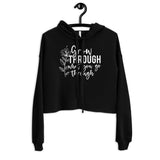 Grow Through - Floral Women's Crop Hoodie - -