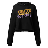 Motivational Floral Crop Hoodie - -