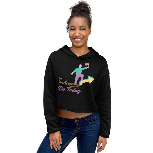 Step into the Future - Empowerment Crop Hoodie - - Hoodies