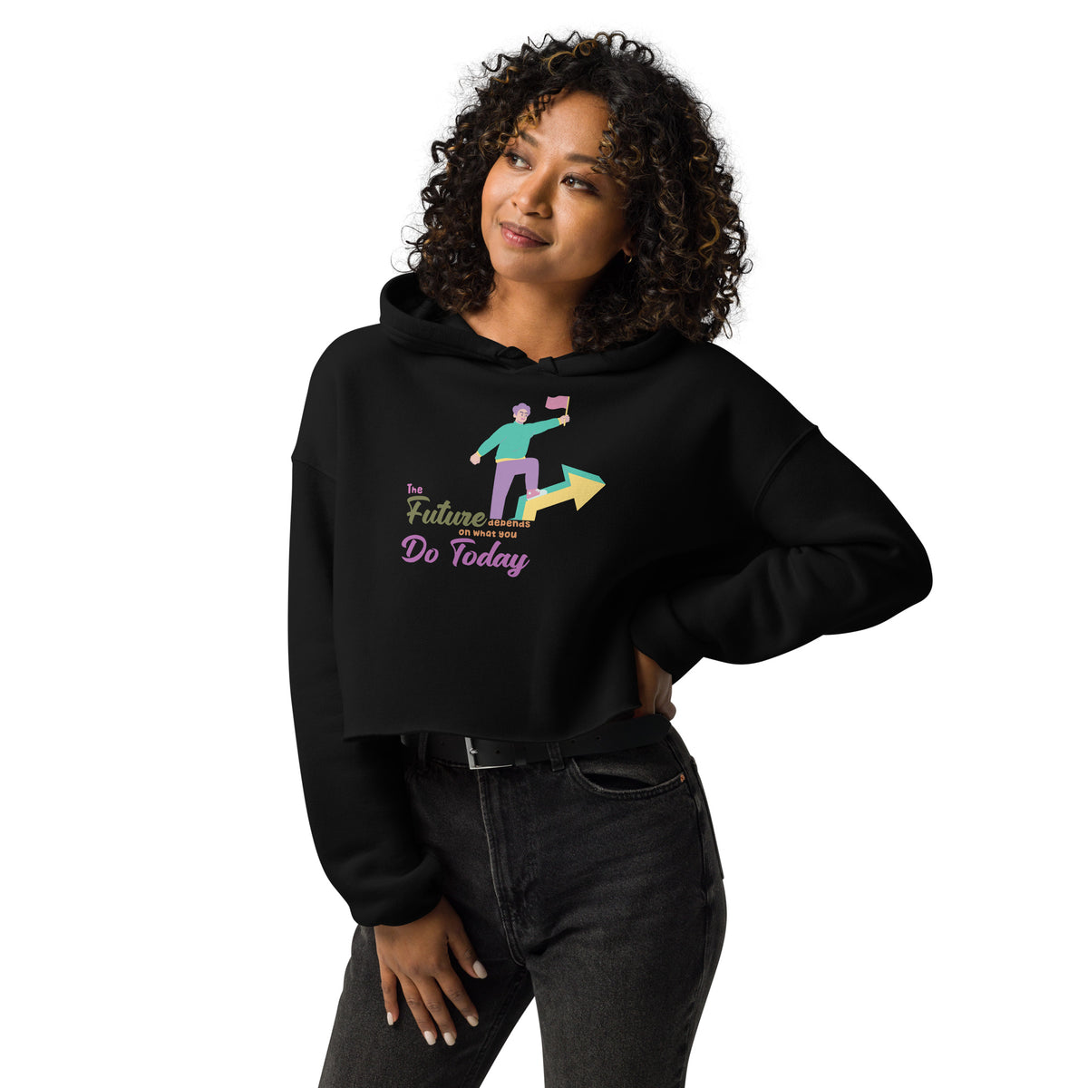 Step into the Future - Empowerment Crop Hoodie - - Hoodies