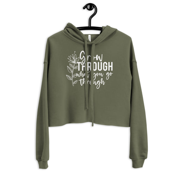 Grow Through - Floral Women's Crop Hoodie - -