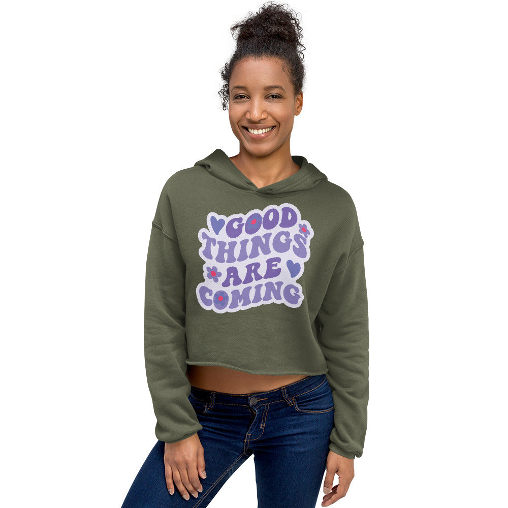 Positive Vibes Crop Hoodie - -