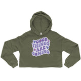 Positive Vibes Crop Hoodie - -