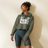 Let Your Soul Shine Crop Hoodie - Military Green -