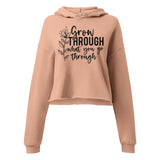 Grow Through - Floral Women's Crop Hoodie - Peach -