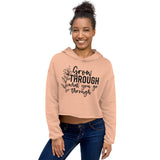 Grow Through - Floral Women's Crop Hoodie - -