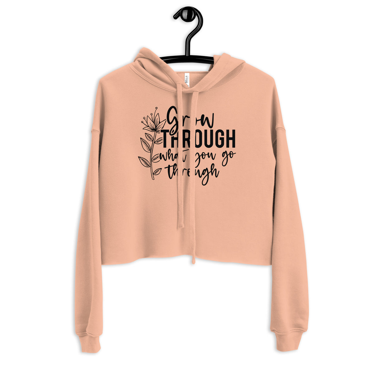 Grow Through - Floral Women's Crop Hoodie - -