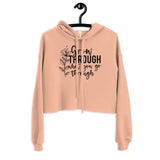 Grow Through - Floral Women's Crop Hoodie - -