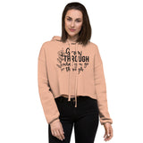 Grow Through - Floral Women's Crop Hoodie - -