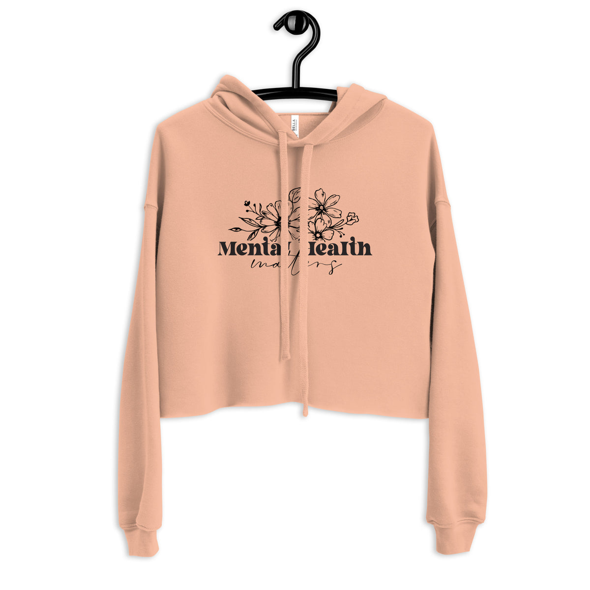 Floral Empowerment - Mental Health Matters Crop Hoodie - - Hoodies