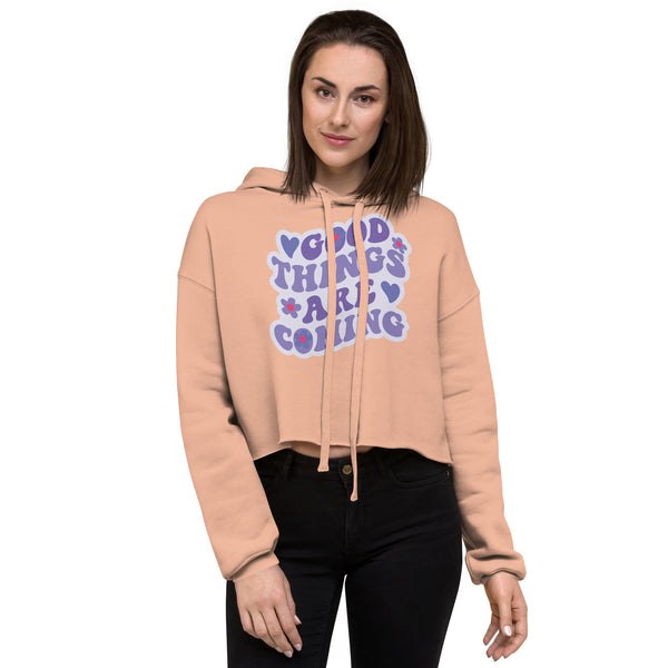 Positive Vibes Crop Hoodie - -