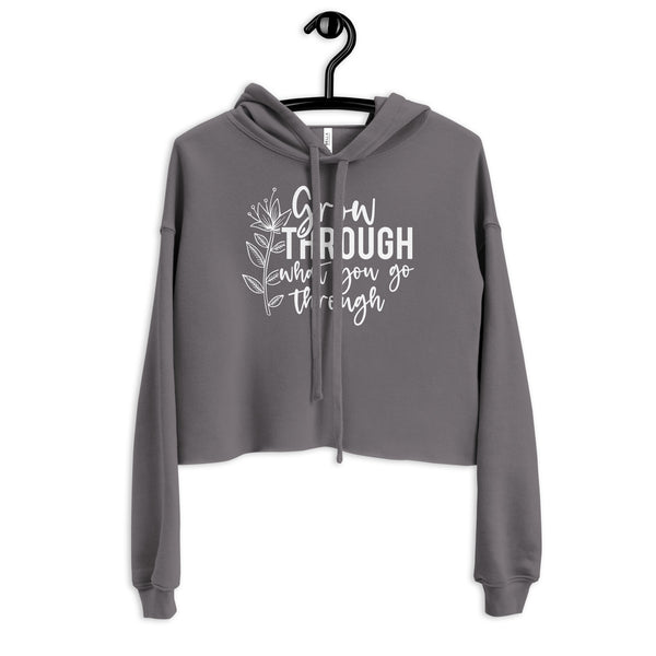 Grow Through - Floral Women's Crop Hoodie - -