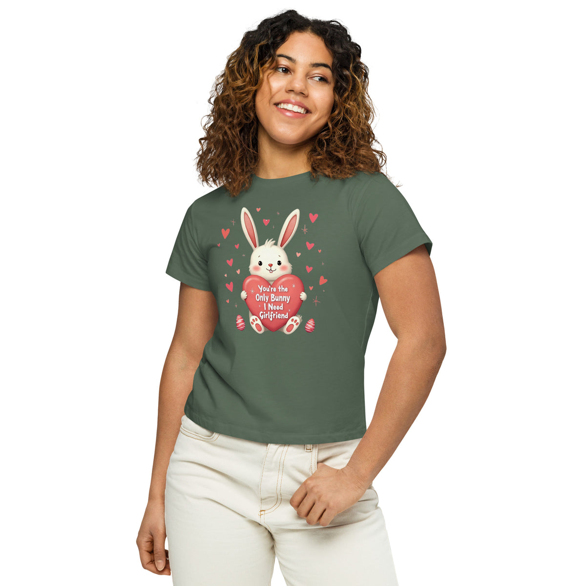 You're the Only Bunny I Need – Women’s High-Waisted T-Shirt - Pine - T-Shirts