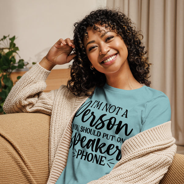 Speakerphone Alert - Fun Quote Tee - Heather Blue Lagoon - T-Shirt