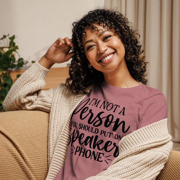 Speakerphone Alert - Fun Quote Tee - Heather Mauve - T-Shirt