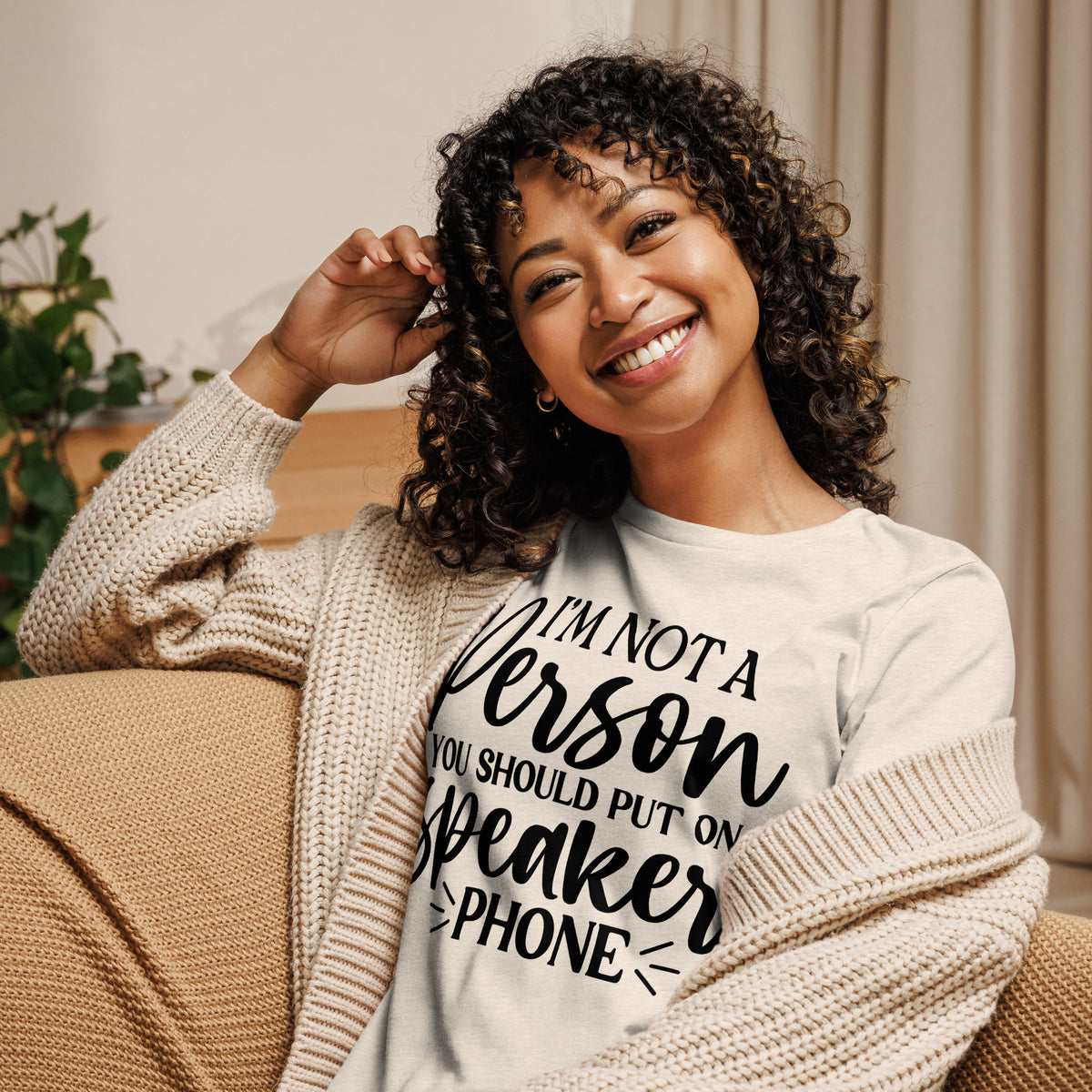 Speakerphone Alert - Fun Quote Tee - Heather Prism Natural - T-Shirt