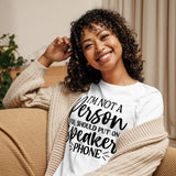 Speakerphone Alert - Fun Quote Tee - White - T-Shirt